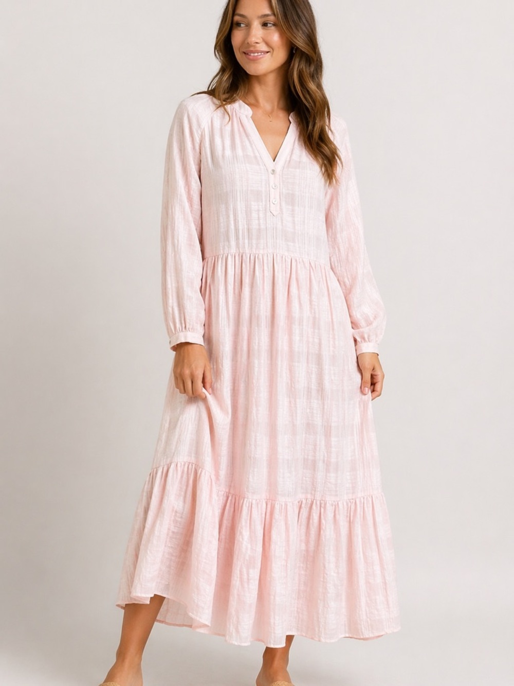 Veronica Beard Sarita Dress Blush Pink Linen Midi Boho M NWT